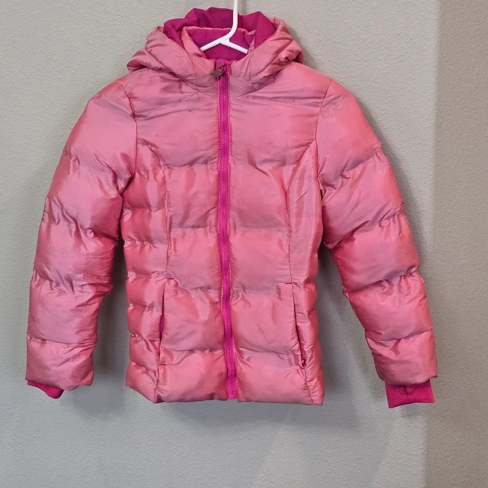 Champion Pink Hooded Quilted  Puffer Coat Jacket Kids Girls M 7-8